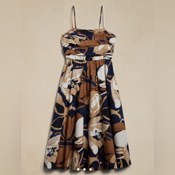 Banana Republic POPLIN GATHERED MIDI DRESS. NWT. Size 6 Petite. - Picture 3 of 6